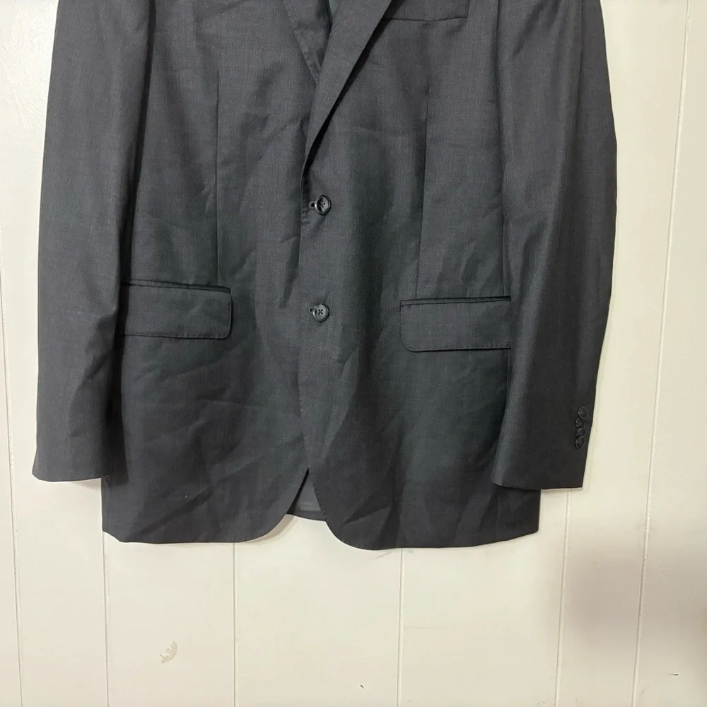 Peter Millar 100% Wool Charcoal Gray Blazer Jacket Size 42T Classic Tailored Fit